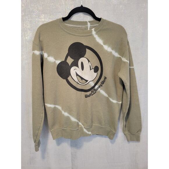 Mickey Mouse Walt‎ Disney World Green Tie Dye Sweatshirt No Size Tag Cartoon - Picture 1 of 3